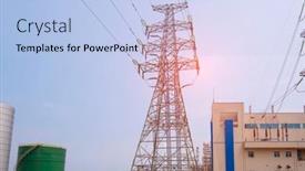  Presentation with electric transmission - Theme consisting of high-voltage-electric-transmission-tower background and a light blue colored foreground