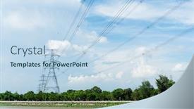  Presentation with electrical tower - Beautiful slides featuring high voltage electrical tower backdrop and a sky blue colored foreground