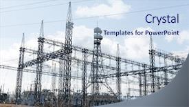  Presentation with electrical tower - Presentation theme having high voltage electrical towers background and a  colored foreground