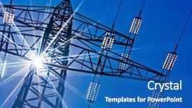  Presentation with high voltage - Presentation design with high-voltage electricity pylons background and a ocean colored foreground