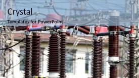  Presentation with power engineering - PPT theme enhanced with high voltage engineering - power station background and a light blue colored foreground