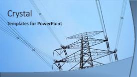  Presentation with high voltage - Theme featuring high voltage engineering - power transmission tower background and a light blue colored foreground