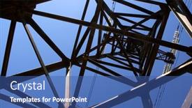  Presentation with high voltage - Audience pleasing PPT theme consisting of high-voltage-line backdrop and a ocean colored foreground