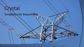  Presentation with electricity - Audience pleasing PPT theme consisting of high voltage lines - electricity pylon backdrop and a teal colored foreground