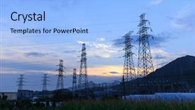  Presentation with high voltage - Amazing slides having high voltage lines - pylons on hills in blue backdrop and a light blue colored foreground