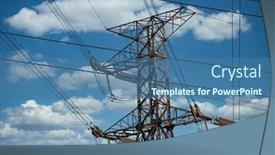  Presentation with pole - PPT theme consisting of high-voltage-power-line-pole background and a ocean colored foreground