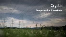  Presentation with transmission lines - PPT layouts enhanced with high-voltage power lines electricity background and a dark gray colored foreground