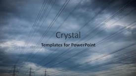  Presentation with transmission lines - PPT theme with high-voltage-power-lines-electricity background and a seafoam green colored foreground