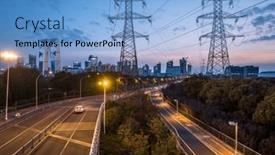  Presentation with electric transmission - Slide set enhanced with high-voltage-power-lines-high background and a light blue colored foreground