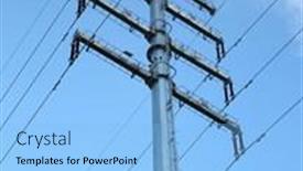  Presentation with electrical power distribution - PPT theme consisting of high-voltage-power-lines background and a light blue colored foreground