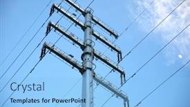  Presentation with electrical power distribution - Presentation theme having high-voltage-power-lines background and a light blue colored foreground