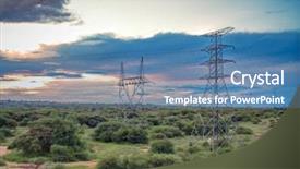  Presentation with power generation - Theme with high voltage power lines background and a teal colored foreground
