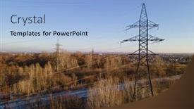  Presentation with power transmission - Amazing slide set having high-voltage-power-transmission-towers backdrop and a light blue colored foreground