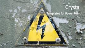  Presentation with high voltage - Slide deck with high voltage shock hazard sign background and a gray colored foreground