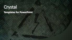  Presentation with high voltage - Beautiful presentation theme featuring high voltage sign on rusty background backdrop and a dark gray colored foreground