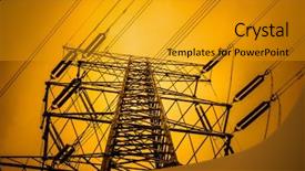  Presentation with high voltage - Beautiful PPT layouts featuring high voltage towers with sky backdrop and a gold colored foreground