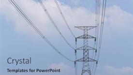  Presentation with high voltage - PPT theme consisting of high-voltage-transmission-towers-line background and a light blue colored foreground