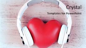  Presentation with headphones - Slides with high volume - headphones and heart on color background and a soft green colored foreground