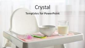  Presentation with baby food - Audience pleasing theme consisting of highchair with healthy baby food backdrop and a white colored foreground