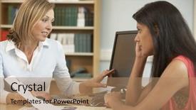  Presentation with college - Amazing slide deck having higher education assessment - college tutor with student backdrop and a  colored foreground