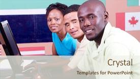  Presentation with international student - Cool new PPT theme with higher learning - group of international student together backdrop and a  colored foreground