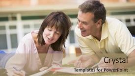  Presentation with writing notes - Presentation with higher learning - man and woman writing notes background and a  colored foreground