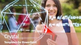  Presentation with higher mathematics - PPT theme enhanced with higher mathematics - geometry problem against pretty student background and a coral colored foreground