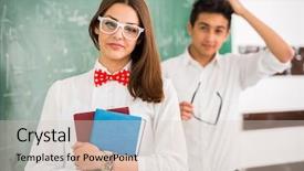  Presentation with sustainable green cities - Audience pleasing presentation theme consisting of higher mathematics - girl with green baord behind backdrop and a  colored foreground