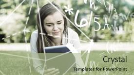  Presentation with mathematics problems - Presentation design consisting of higher mathematics - math problems against university student background and a mint green colored foreground