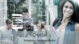  Presentation with maths - Presentation consisting of higher mathematics - maths against pretty student smiling background and a light blue colored foreground