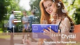  Presentation with higher mathematics - Slide deck enhanced with higher mathematics - maths against pretty student studying background and a coral colored foreground