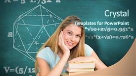  Presentation with higher mathematics - Colorful PPT layouts enhanced with higher mathematics - portrait of female student backdrop and a  colored foreground
