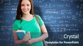  Presentation with library - PPT layouts having higher mathematics - student smiling at camera background and a  colored foreground