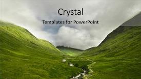  Presentation with river flowing - Amazing PPT theme having highlands the mountains are cover backdrop and a light gray colored foreground