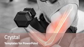  Presentation with lifting weights - Beautiful slide deck featuring highlighted arm of strong backdrop and a  colored foreground