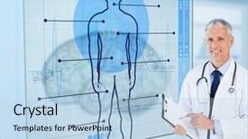  Presentation with rural doctor - Presentation with highlighted heart - senior smiling doctor holding background and a light blue colored foreground