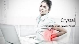  Presentation with back pain - Amazing PPT theme having highlighted pain against businesswoman suffering backdrop and a white colored foreground