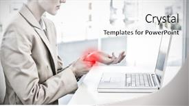 Presentation with hand wrist pain - Slide deck consisting of highlighted pain against businesswoman suffering background and a white colored foreground