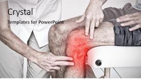  Presentation with knee pain - Theme featuring highlighted pain against physical therapist background and a soft green colored foreground