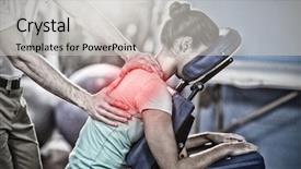  Presentation with back pain - Cool new presentation theme with highlighted pain against physiotherapist giving backdrop and a light gray colored foreground