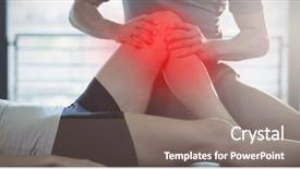  Presentation with knee - Slides enhanced with highlighted pain against physiotherapist giving background and a gray colored foreground