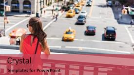  Presentation with city people walking - Audience pleasing theme consisting of lines yellow - highline park nyc new york backdrop and a red colored foreground