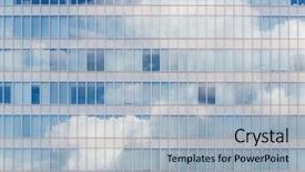  Presentation with highrise building - Colorful presentation theme enhanced with highrise buildings - cloud reflected in windows backdrop and a light blue colored foreground
