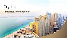  Presentation with marina - Slides enhanced with highrise buildings - dubai marina panorama day background and a cream colored foreground