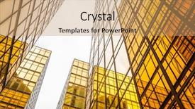  Presentation with low angle view of volleyball - Cool new slide deck with highrise buildings - low angle view of modern backdrop and a coral colored foreground