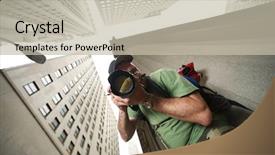  Presentation with new york city - Presentation consisting of highrise buildings - photographer in new york city background and a mint green colored foreground