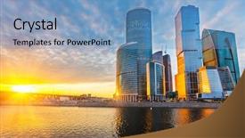  Presentation with city buildings - Beautiful slide deck featuring new luxury fitted kitche backdrop and a gray colored foreground