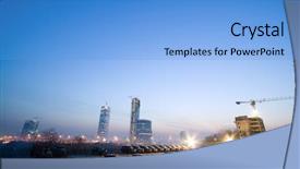  Presentation with highrise building - Beautiful presentation theme featuring highrise towers and building under construction at background and parking backdrop and a light blue colored foreground