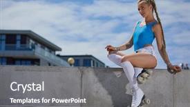  Presentation with young child brain development - Audience pleasing presentation consisting of highroller - beautiful young blond woman backdrop and a gray colored foreground