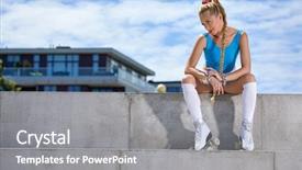  Presentation with young child brain development - Colorful PPT theme enhanced with highroller - beautiful young blond woman backdrop and a gray colored foreground